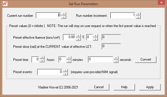 Set Run Parameters